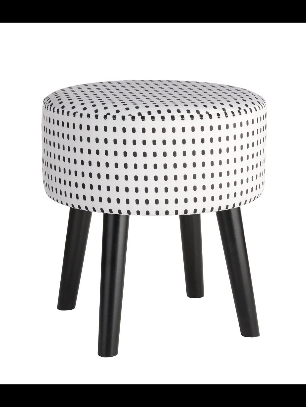Dotted Round Accent Stool in White and Black